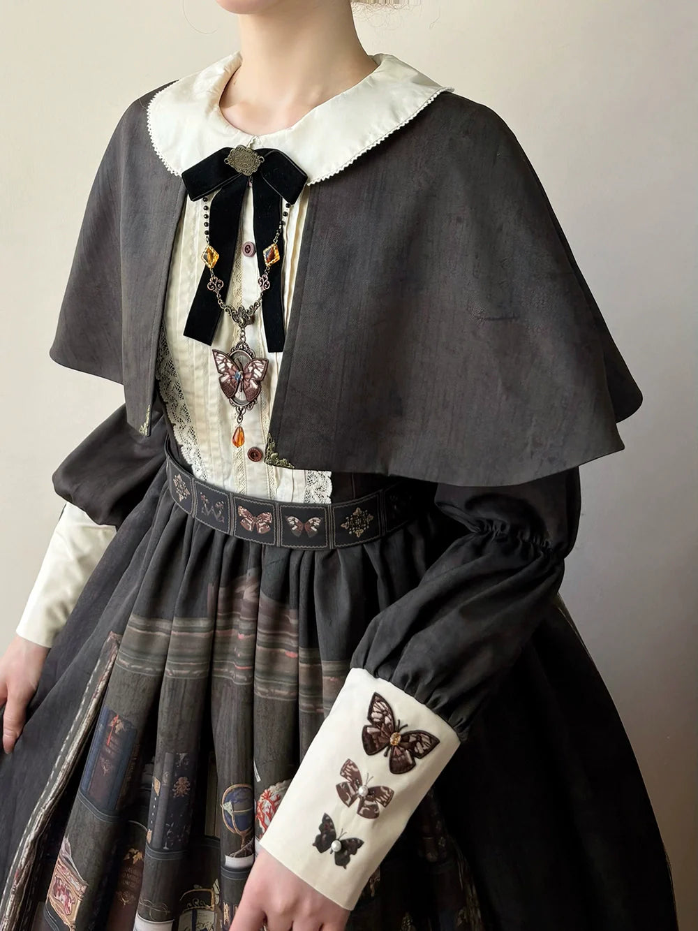 German Bookshelf - Classic Lolita OP Dress & Detachble Cape - image 7