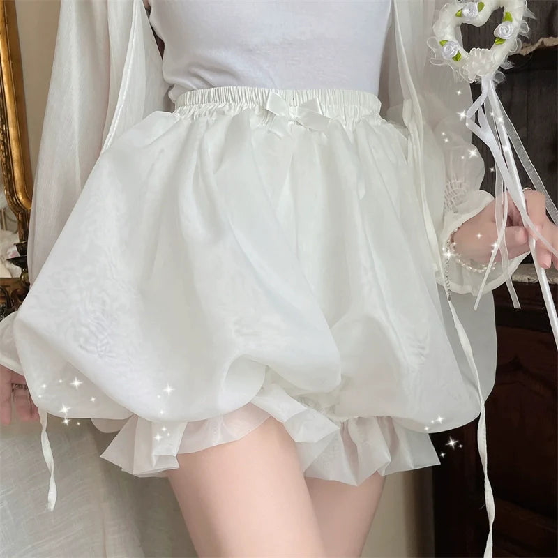 Casual Lolita Bloomers, Solid Color Organza Shorts - image 1