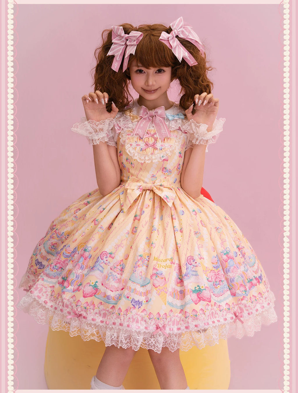 Macaron - Printed Sweet Lolita OP Dress and Old School JSK - image 18