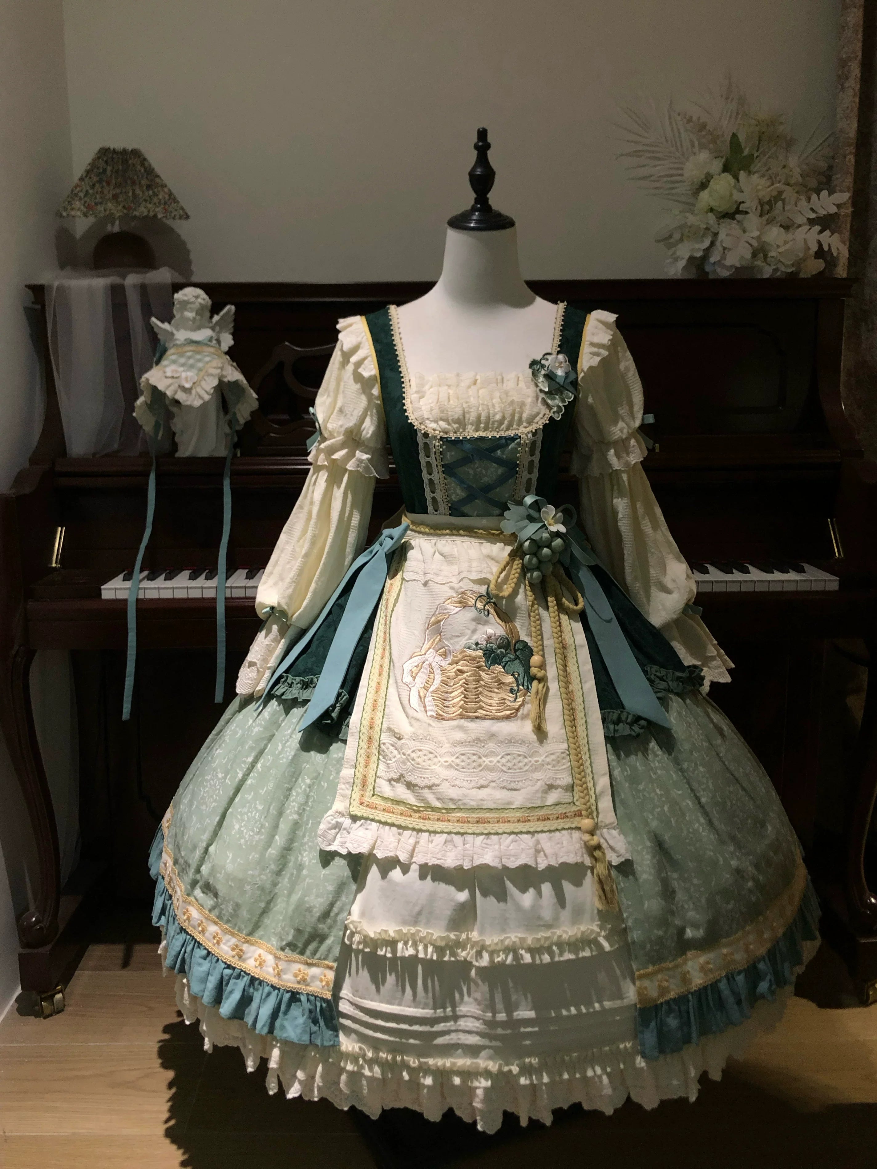 Green Grape Garden Classic Lolita Regular and Long OP Dress Series and Accessories - image 6