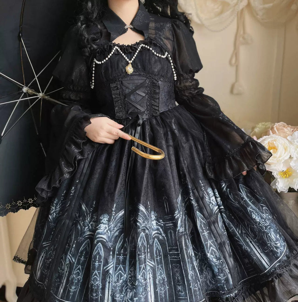 Silent Night Church Gothic Lolita JSK Dress, Church Print - image 7