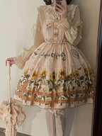 Cat and Sunflower - Sweet Lolita JSK, Cat and Sunflower Print - image 29