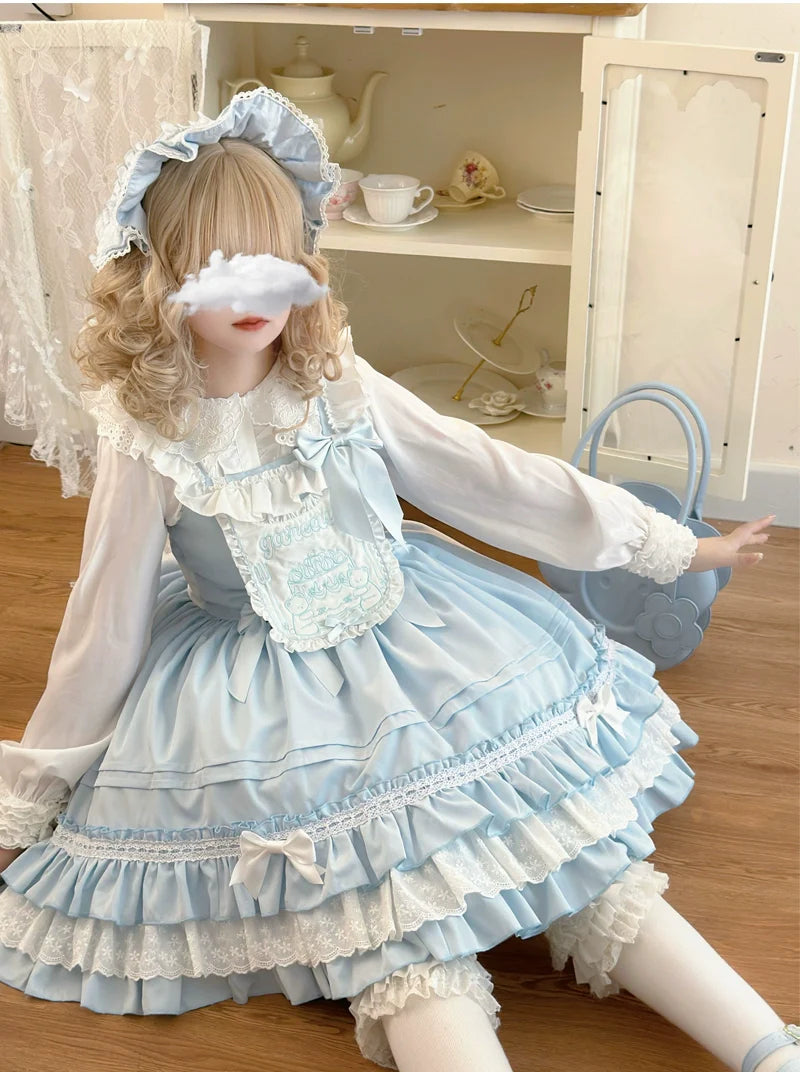 Sweet Bear - Kawaii Lolita JSK Dress Embroidery Flounce Hem - image 23