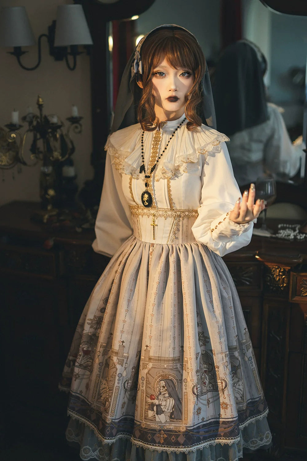 Demon Hunting Notes - Fishbone Gothic Lolita Skirt - image 36