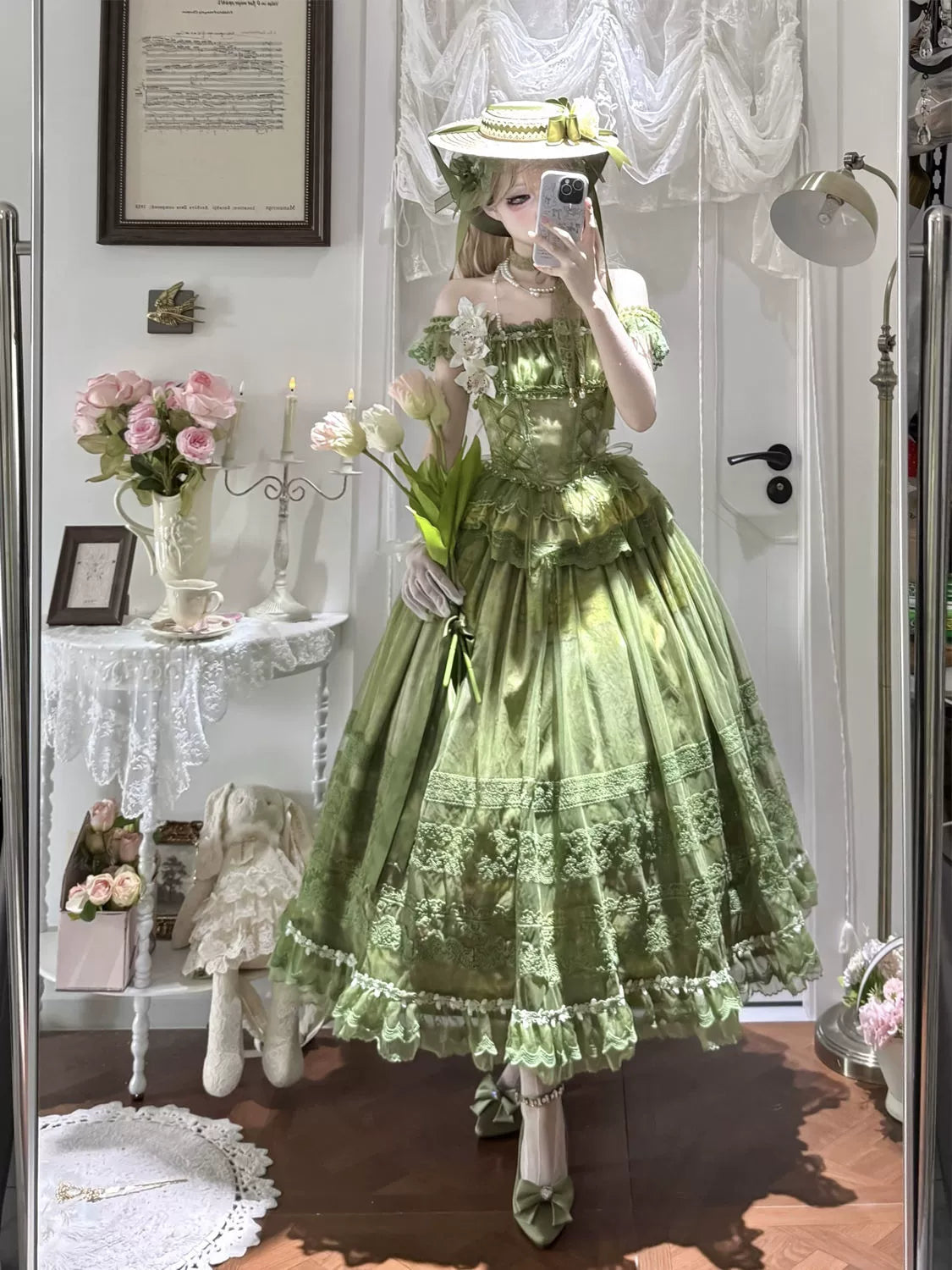 Foggy Vineyard - Fishbone Classic Lolita Bodice, Maxi Skirt - image 12