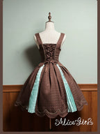 Bear Chocolate Slab - Classic Lolita Pleated JSK & SK Dress, Side Zipper - image 42