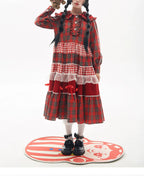 Vintage Lolita OP Dress Red Lolita Plaid Dress for Spring Summer - image 15
