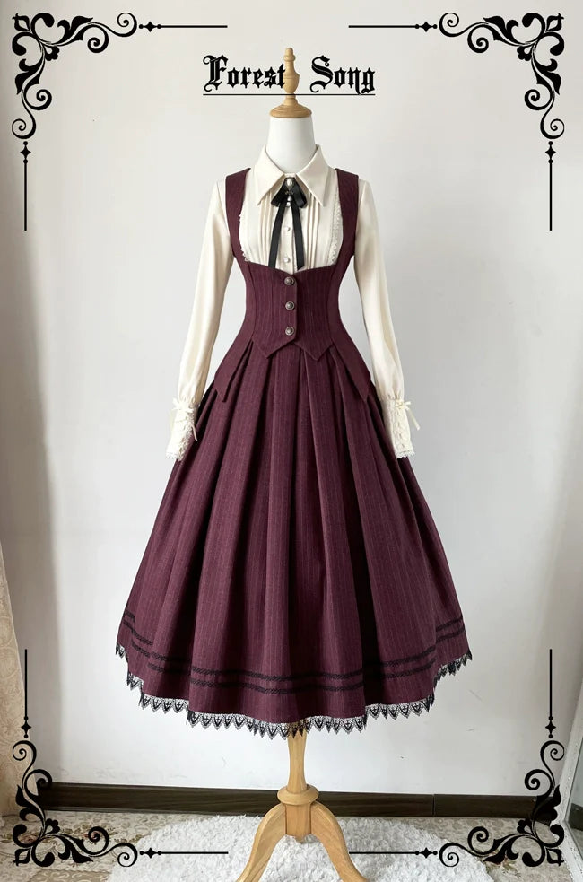 Griffin's Promise - Classic Lolita Skirt Striped Plaid Elegant SK - image 21