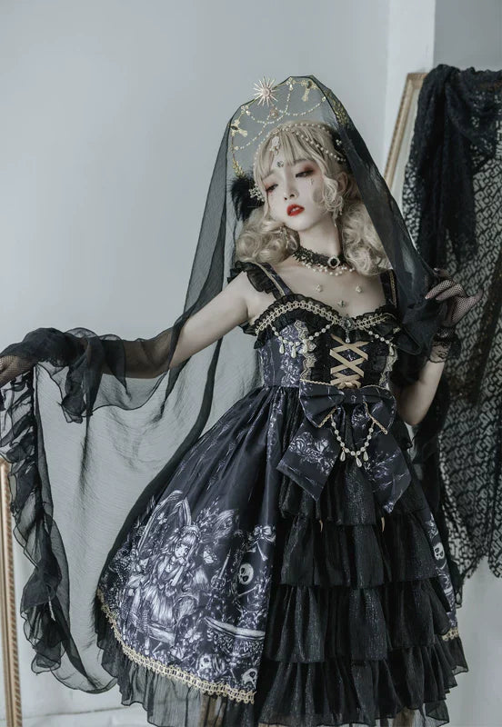 Dragon Witch - Printed Gothic Lolita JSK Dress, Front Opening - image 7