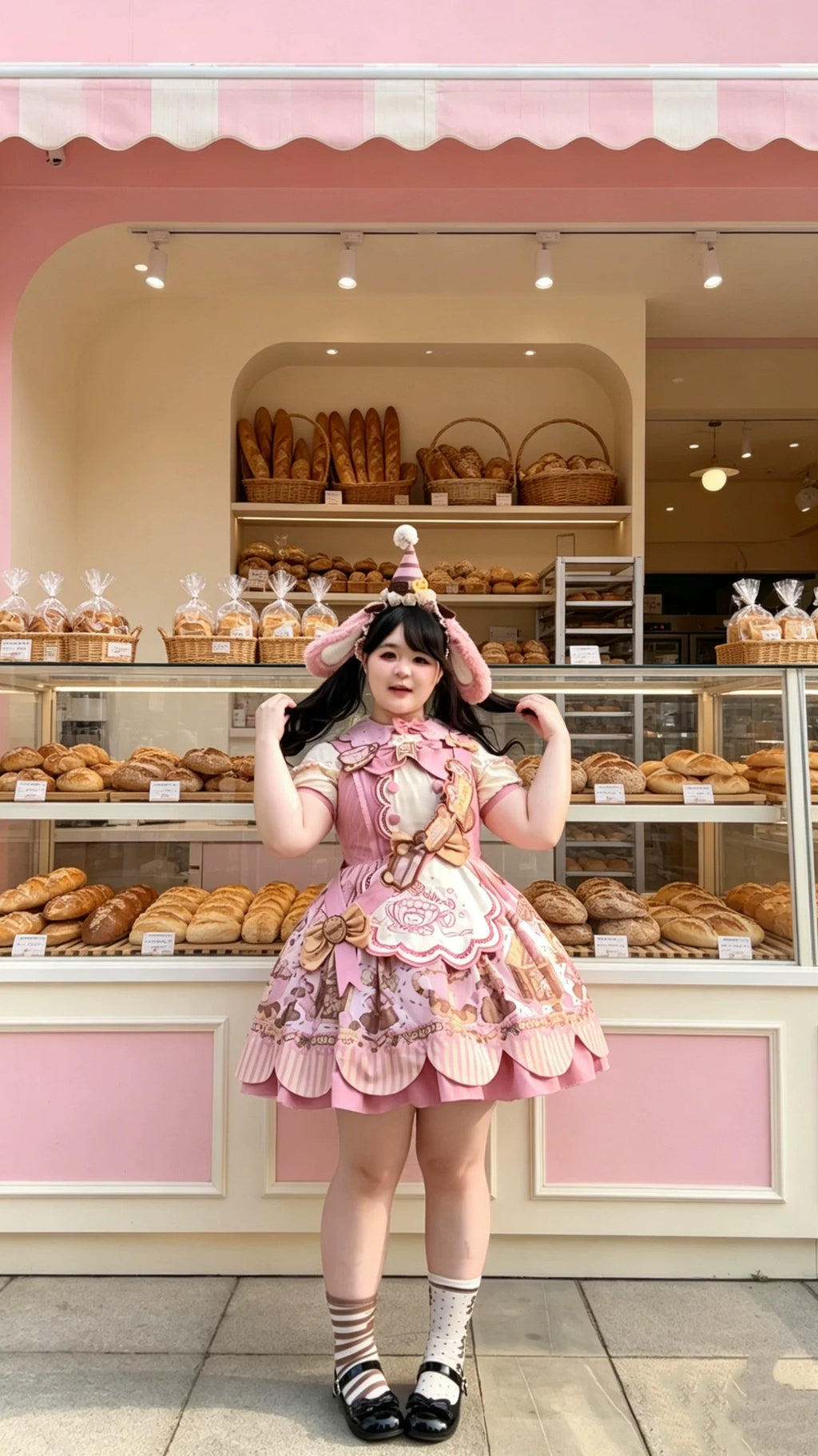 Bear Biscuit SP - Kawaii Lolita Bear Printed Dress Set with Bows - image 31