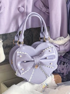 Vintage Sweetheart - Lace Bow Heart Lolita Handbag - image 4