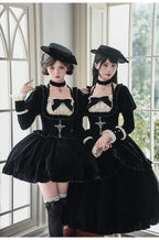 Apocalypse - Gothic Lolita Velvet OP Dress Set, Fishbone Waist - image 12
