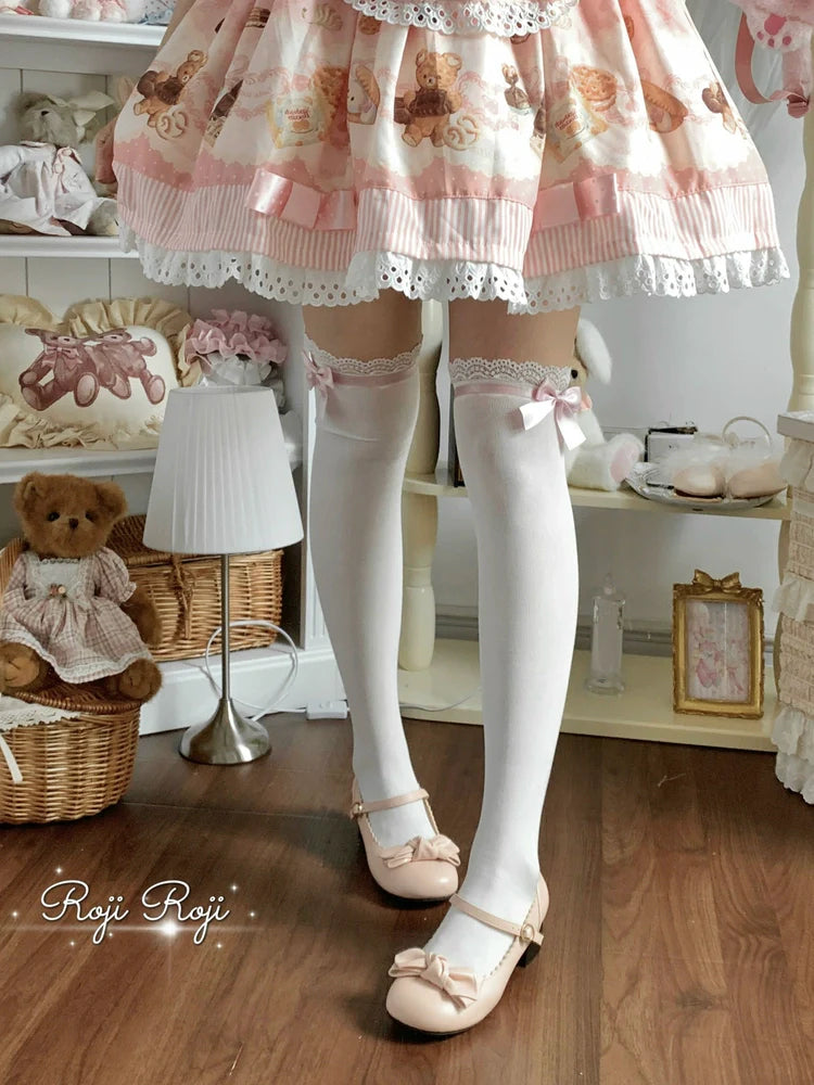 Sweet Lolita Socks With Lace & Bow Details - image 9