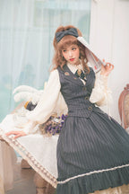 Rose Doll - Elegant Lolita Striped Fishbone Skirt - image 35