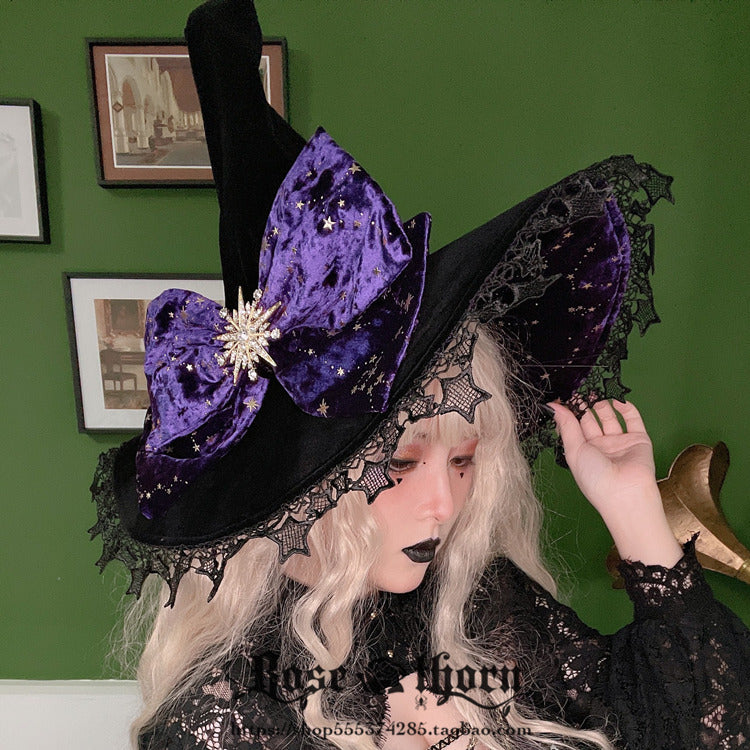 Polar Night Sky - Halloween Gorgeous Gilding Lolita Witch Hat - image 4