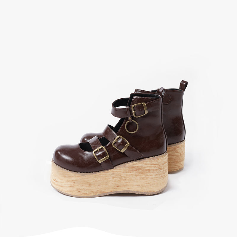 Retro Lolita Platform Shoes Round Toe Thick Sole - image 20