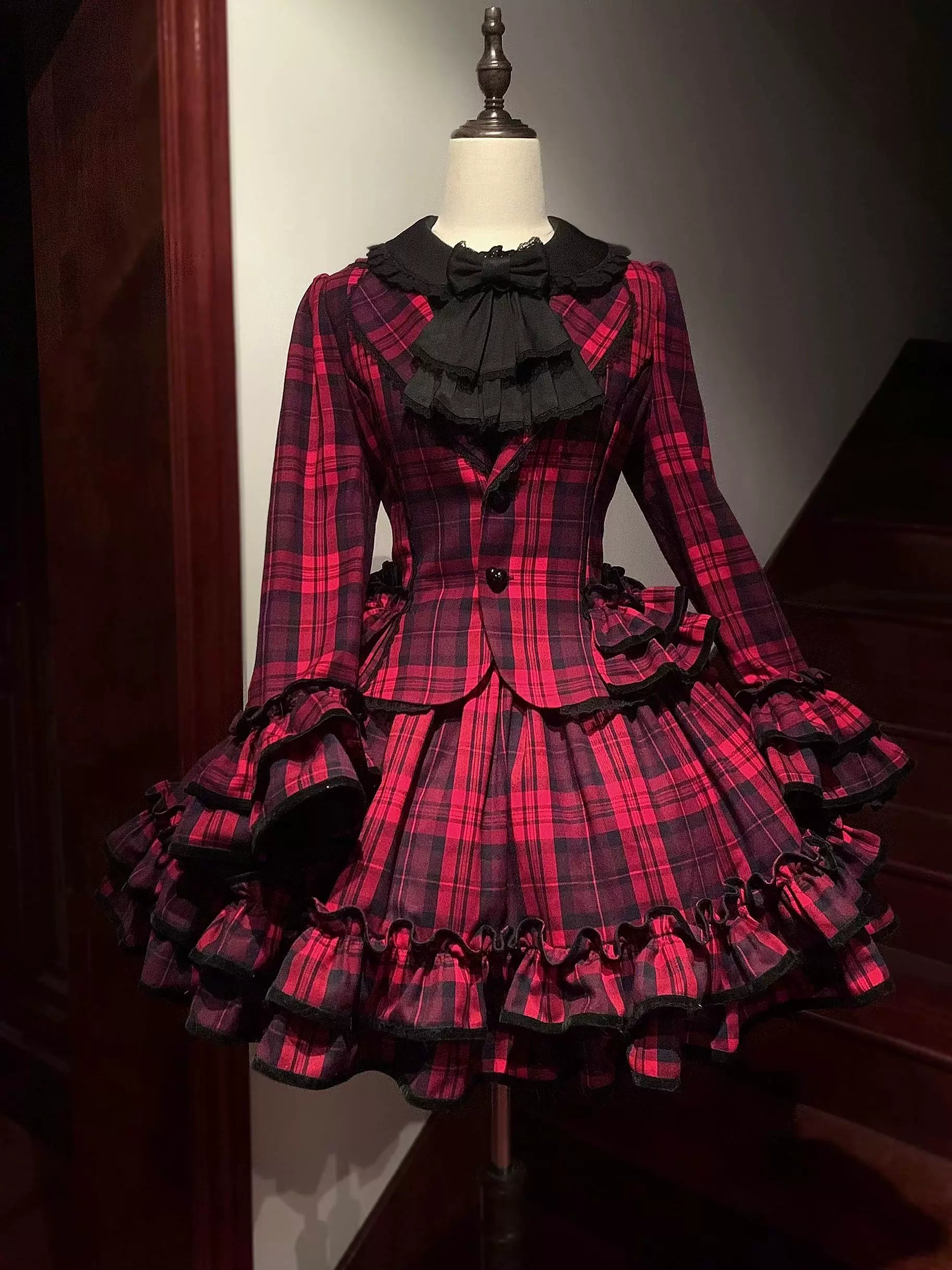 Chris's Notes - Old School Lolita Plaid Coat Set, Tiered Skirt - image 1