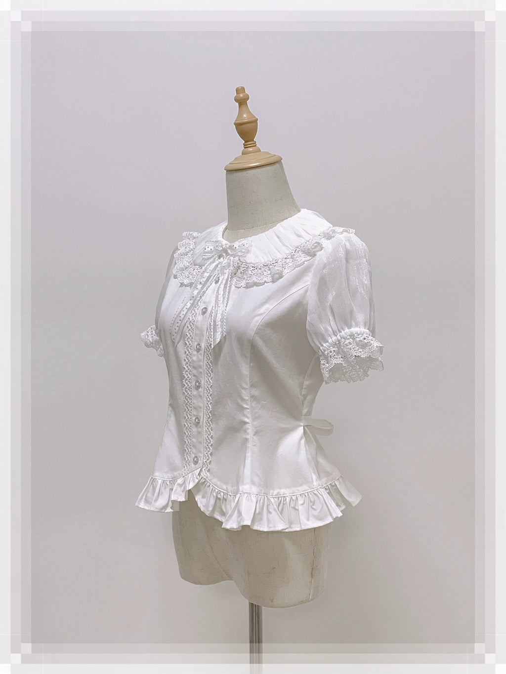 Ice Cream - Old School Lolita White Fitted Blouse with Bow - image 3