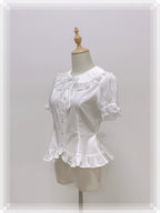 Ice Cream - Old School Lolita White Fitted Blouse with Bow - image 3