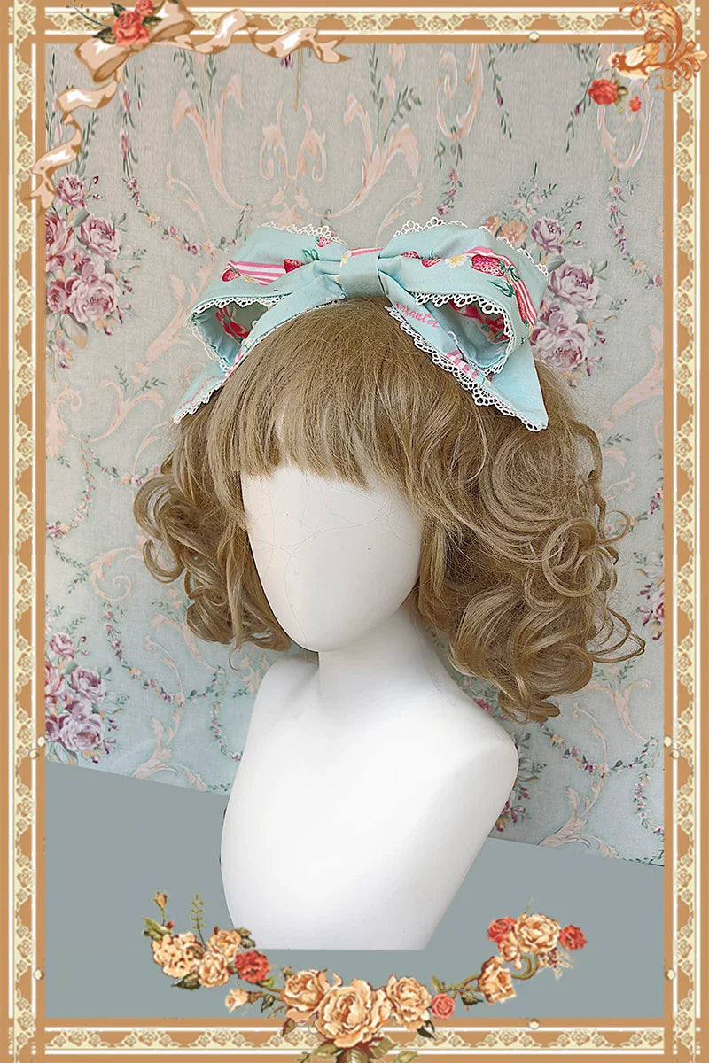 Strawberry Chef - Printed Old School Lolita OP and Accessories - image 21