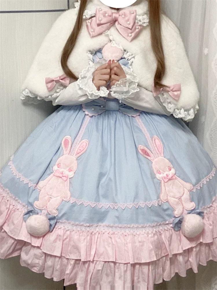 Rabbit-Ear Winter Lolita Cape with Bows - image 9