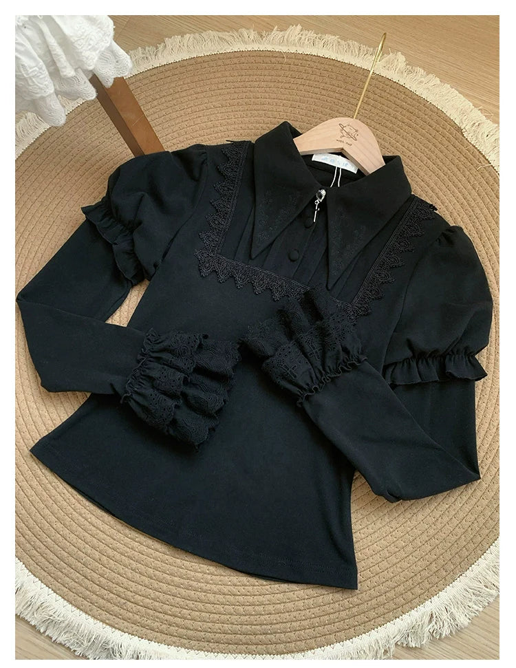 The Vow - Solid Lolita Sweater, Juliet Sleeve, Pointed Collar - image 7
