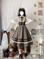 Chestnut Autumn - Plaid Classic Lolita JSK, Bust Supporting and Accessories - image 5