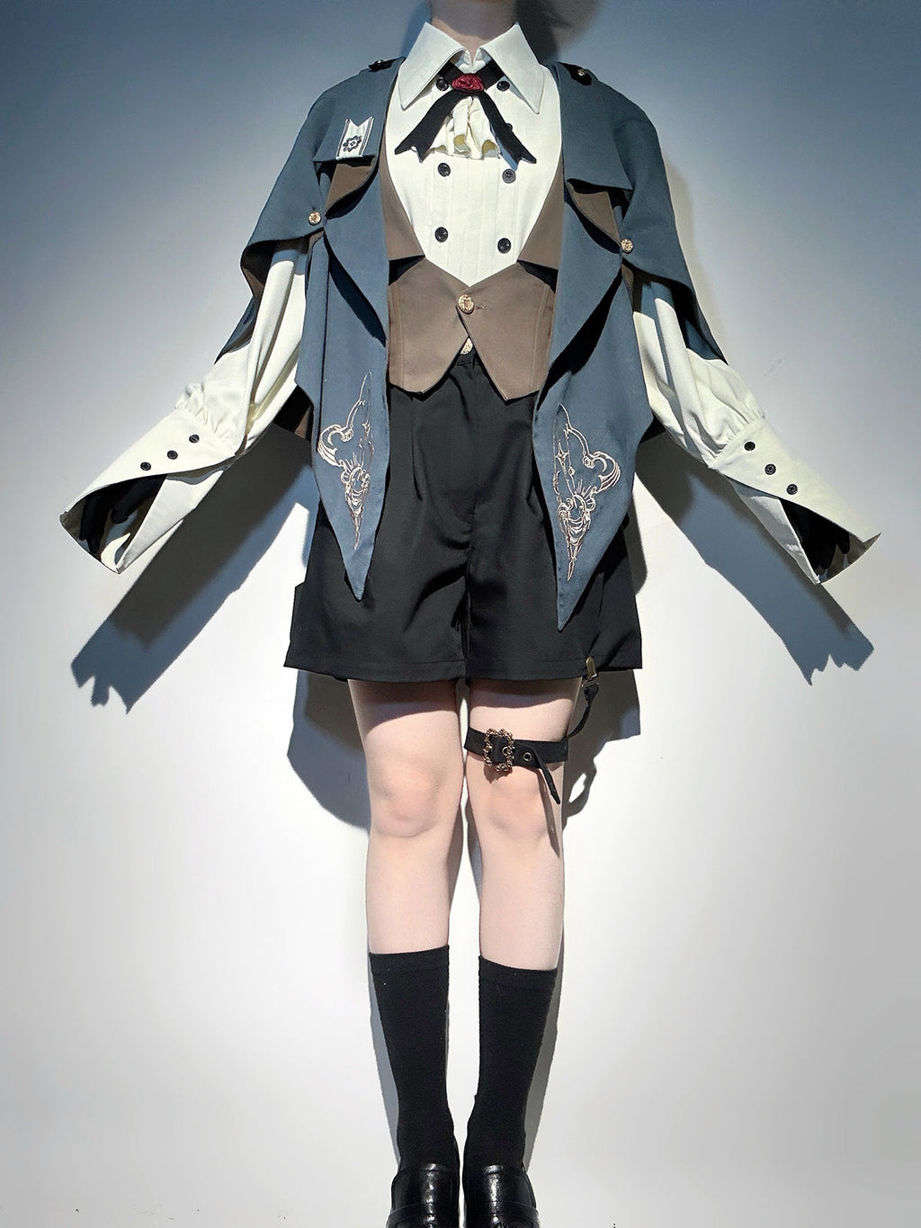 Narrative Poem - Ouji Lolita Shorts Suit with Shirt Cape and Vest - image 9