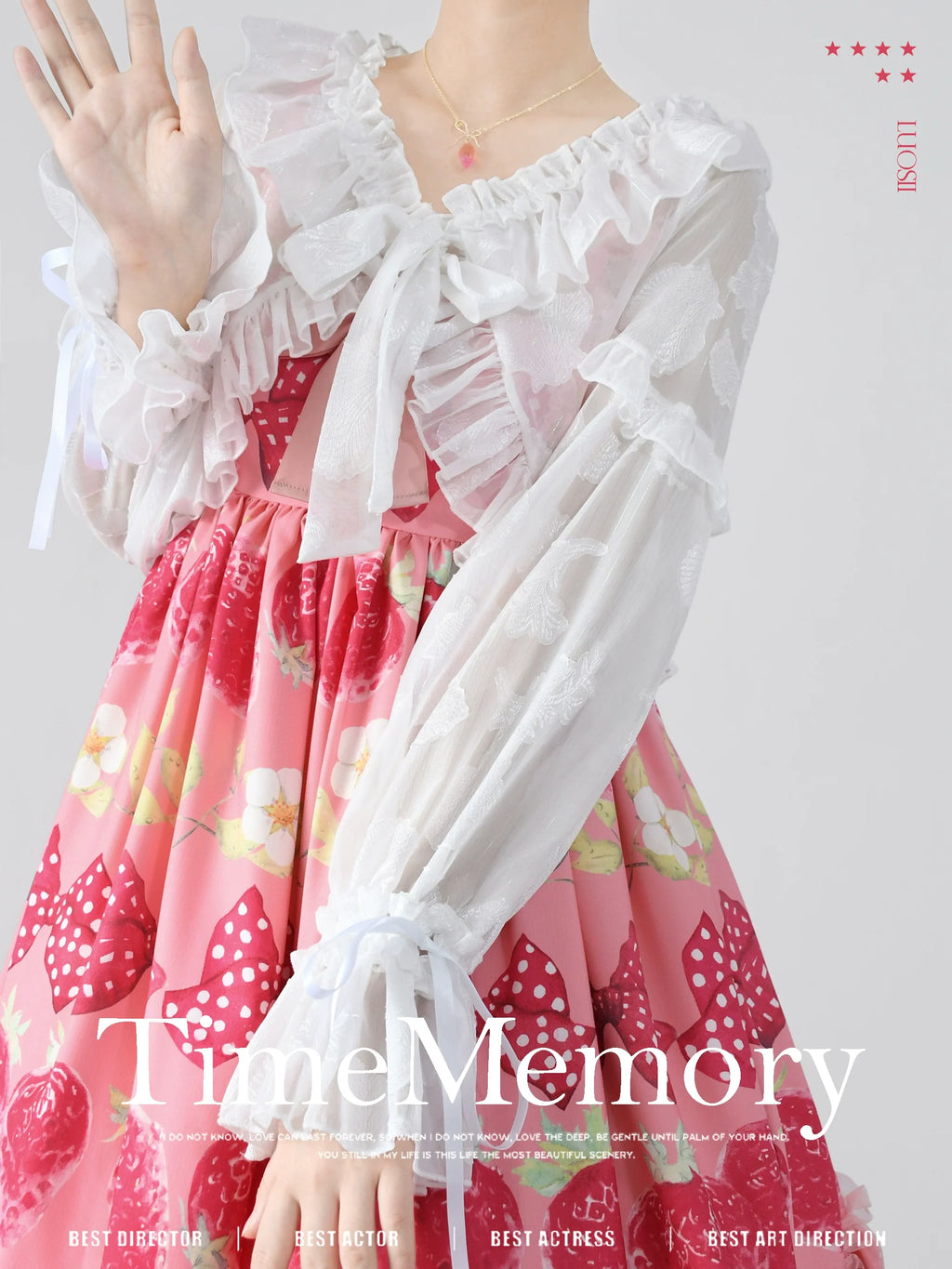 Xianbei - Sweet Lolita Chiffon Lantern Sleeve Cardigan with Bow - image 4