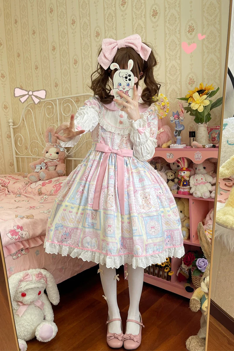 Sweet Bunny Bear - Sweet Lolita Dress Long Sleeve Winter Lolita OP - image 6