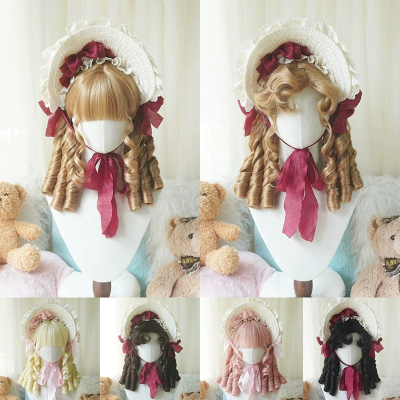 Retro Lolita Wig Short Roman Curl Hairpiece - image 1