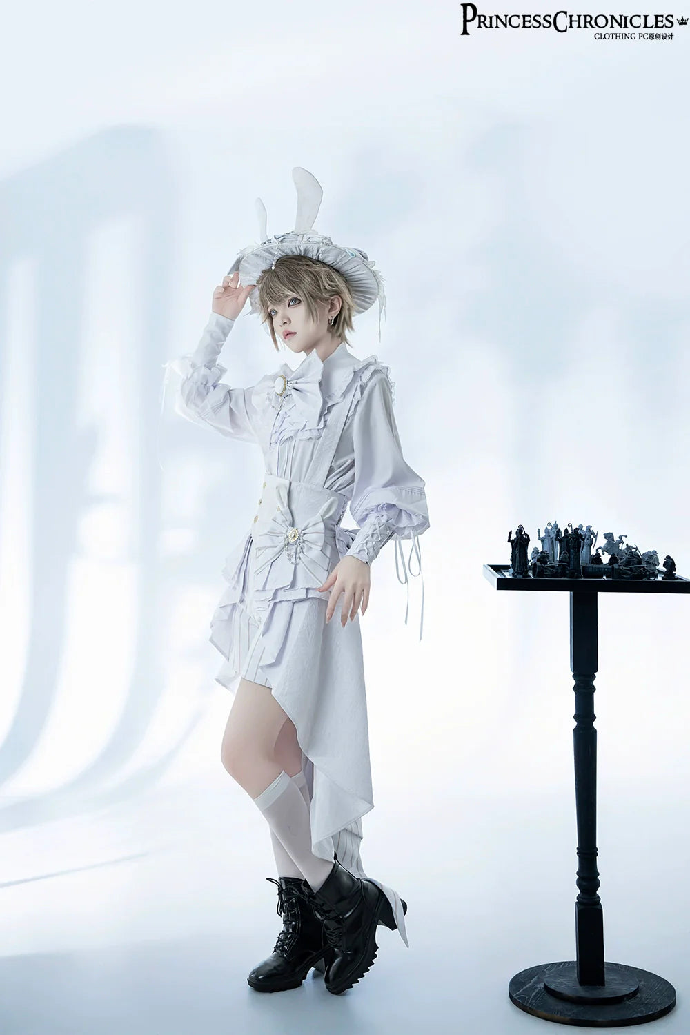 Rabbit Theater White Moonlight - Ouji Lolita Shorts Set, Rabbit Hat - image 17