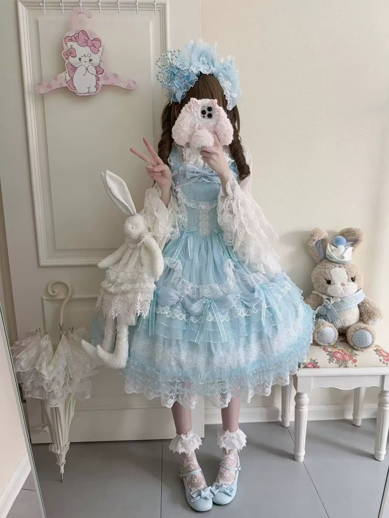 Sugar Knot - Sweet Lolita Chiffon JSK, Tiered Skirt, Doll-Like - image 2