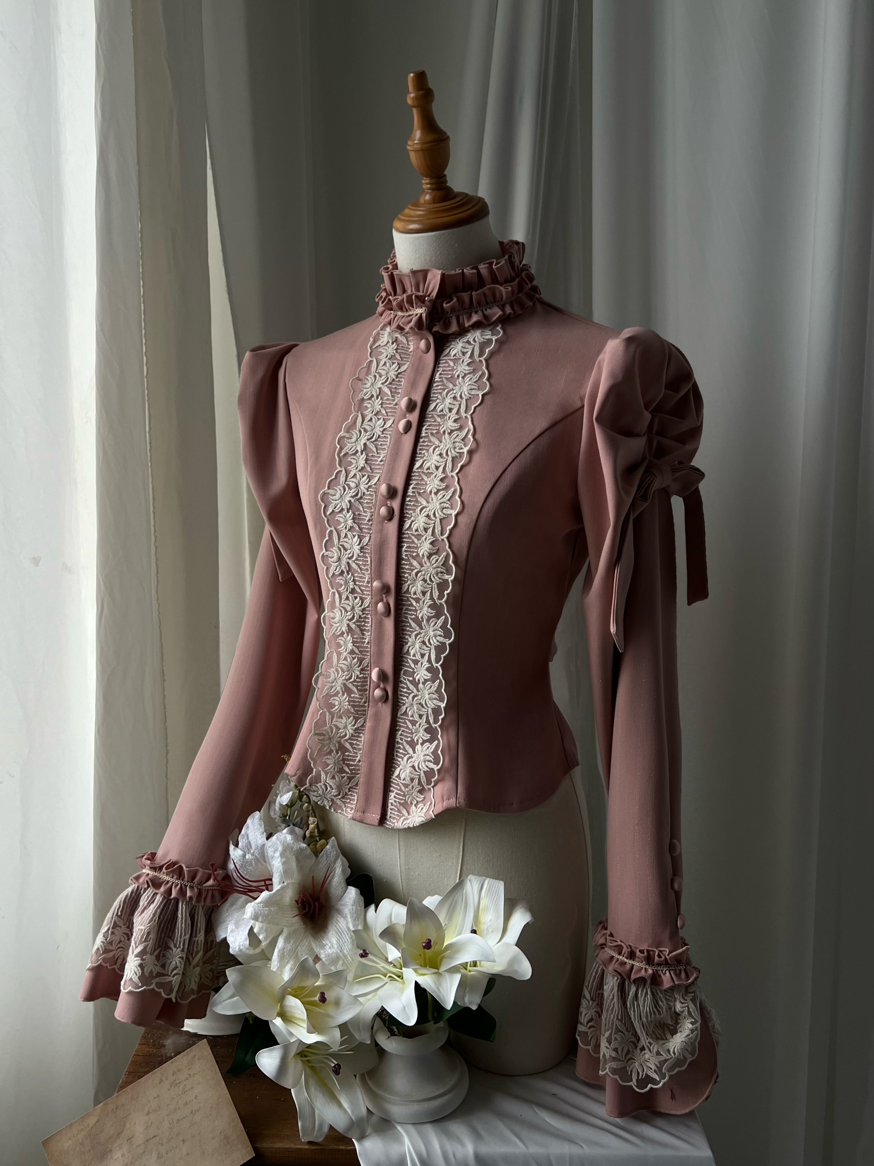 Embroidered Classic Lolita OP Dress, Lace Trim Shirt and Accessories - image 21