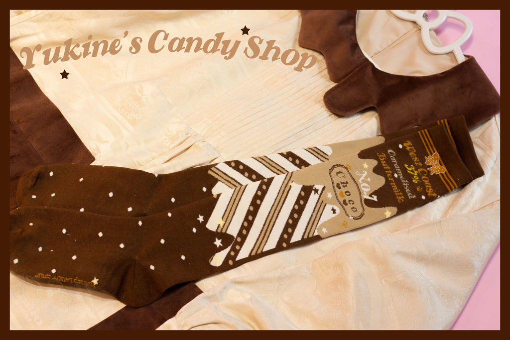 Kawaii Lolita Chocolate Color Cotton Socks - image 8