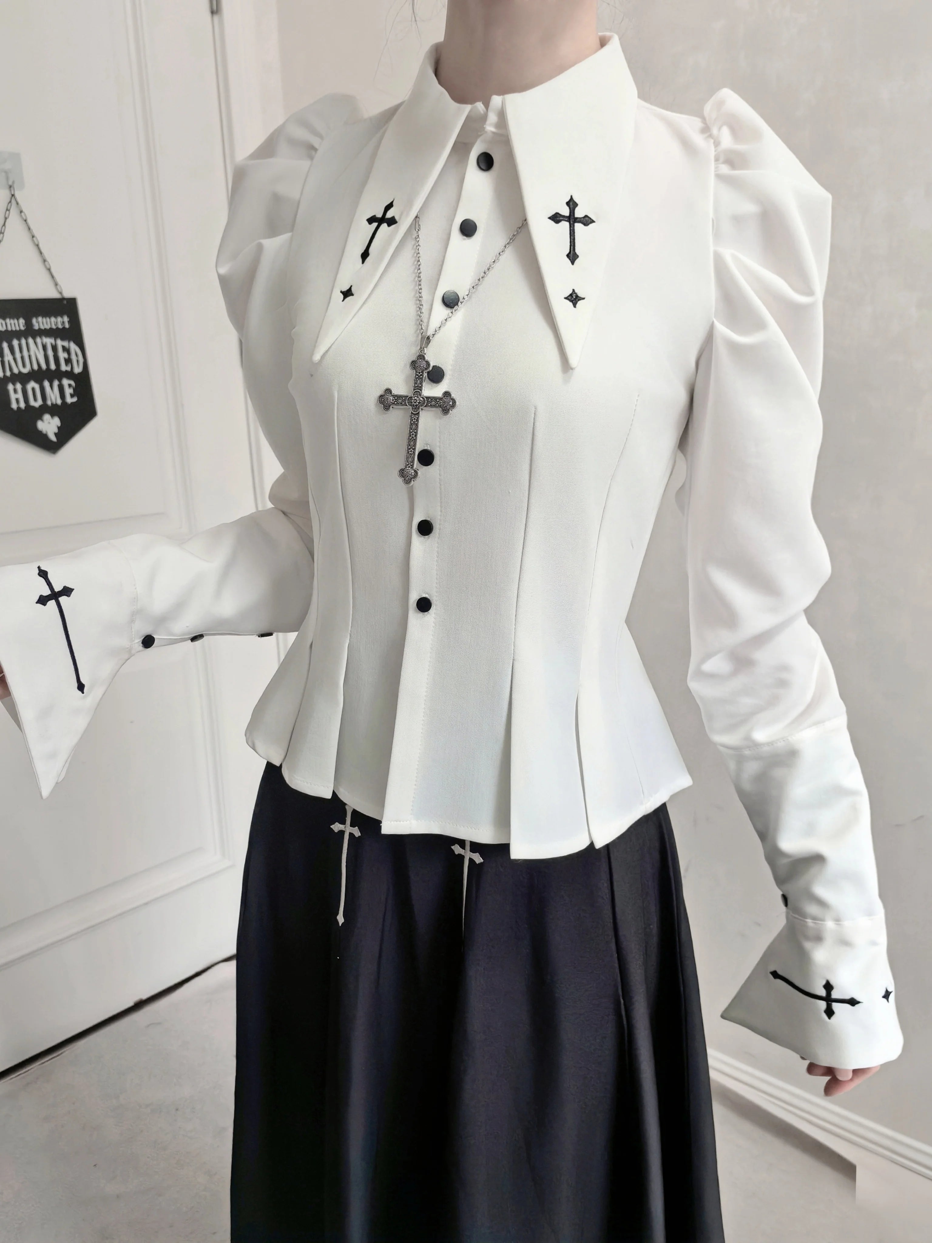 Gothic Lolita Bust-supporting JSK Set, Cross Embroidery - image 2