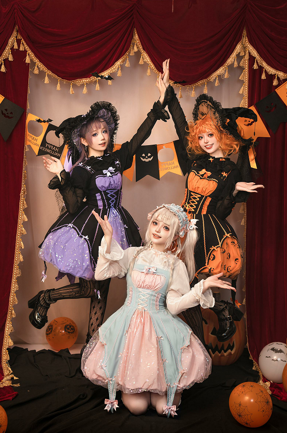 Halloween Gothic Lolita JSK Dress, Pumpkin-inspired Dress - image 1
