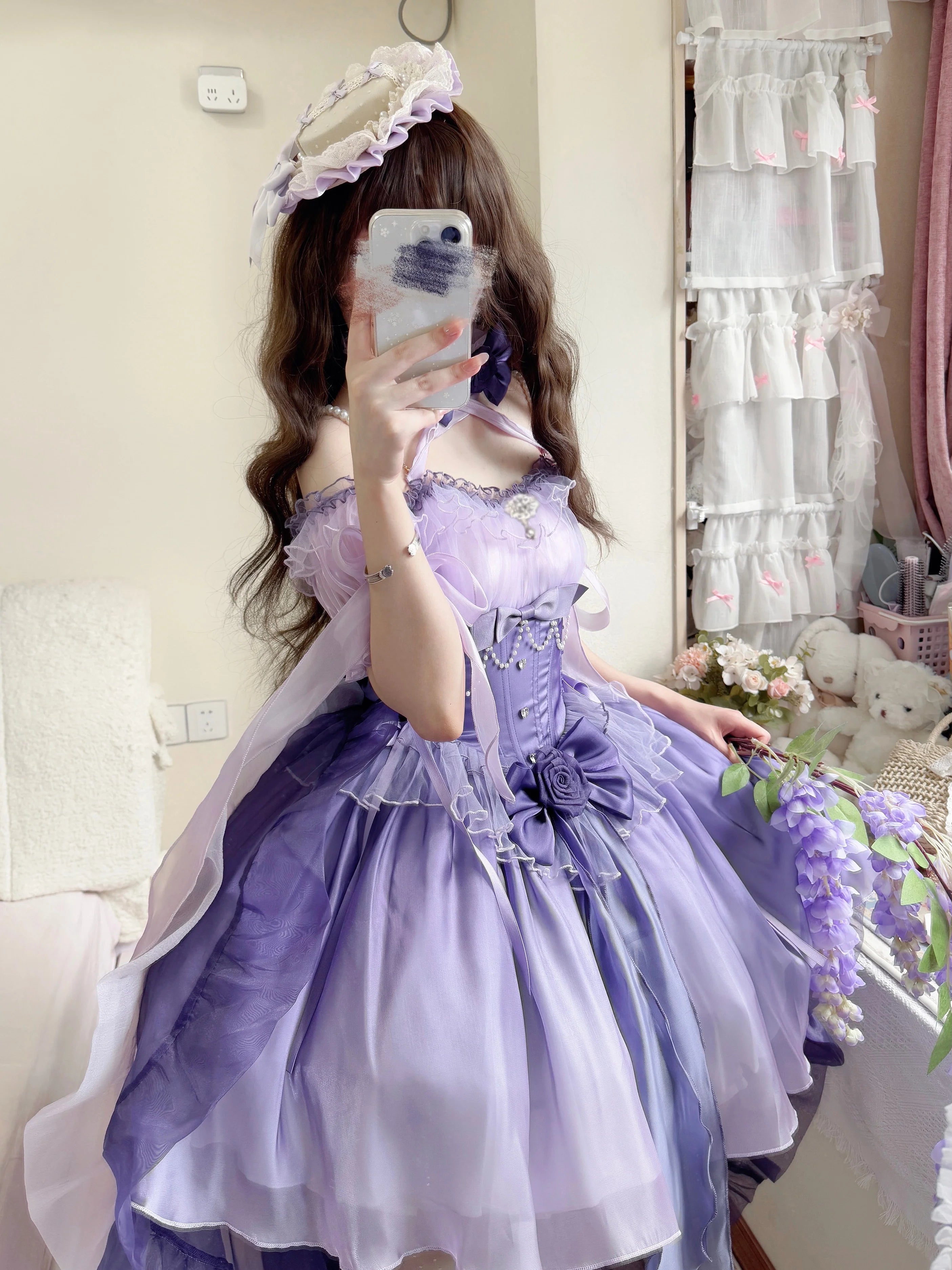 Midsummer Dream - Gradient Color Wedding Lolita JSK Dress Set, Fishbone Waist - image 11