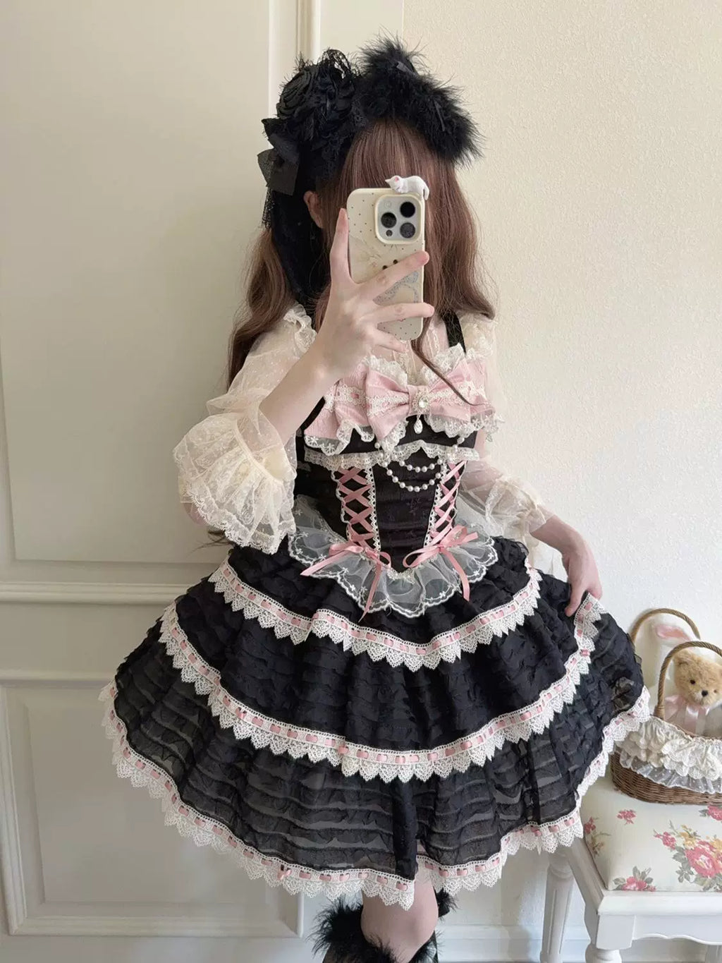 Floral Elegy - Sweet Lolita JSK Dress, Tiered Hem - image 23