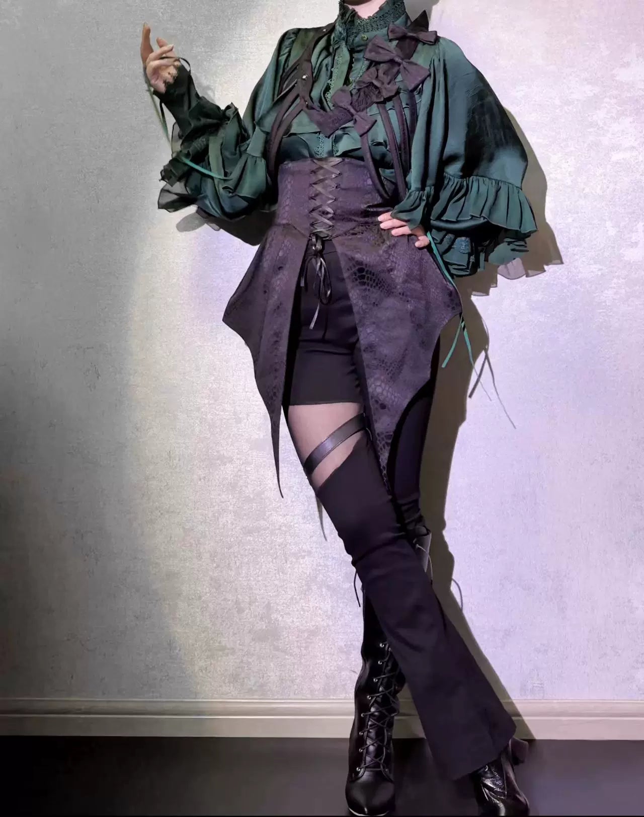 Blue Moon Bone Erosion - Gothic Lolita Waist Cincher, Bat Wing Hem - image 32