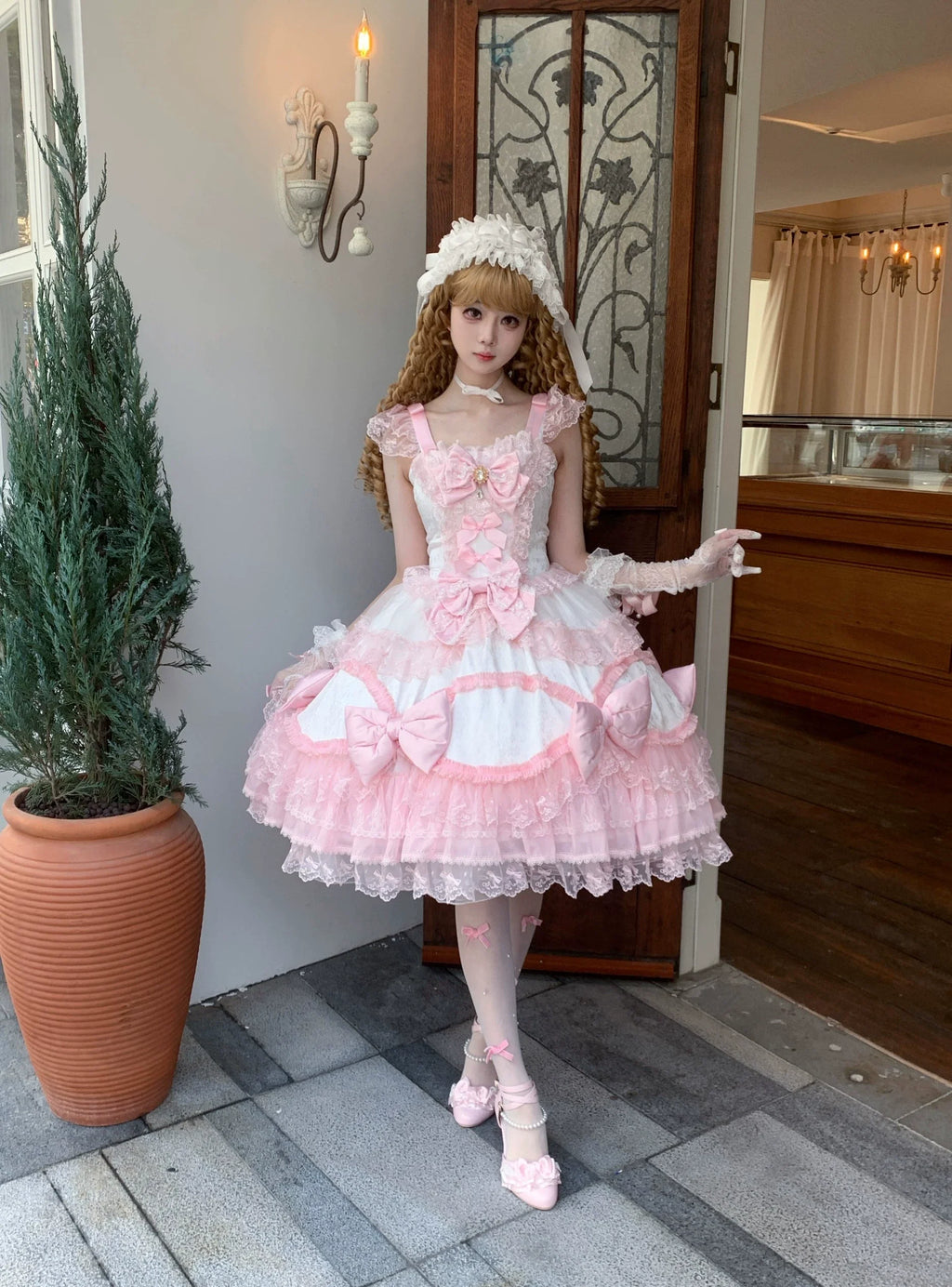Floral Dream Isle - Sweet Lolita Doll-like JSK Dress, Bows & Lace - image 17