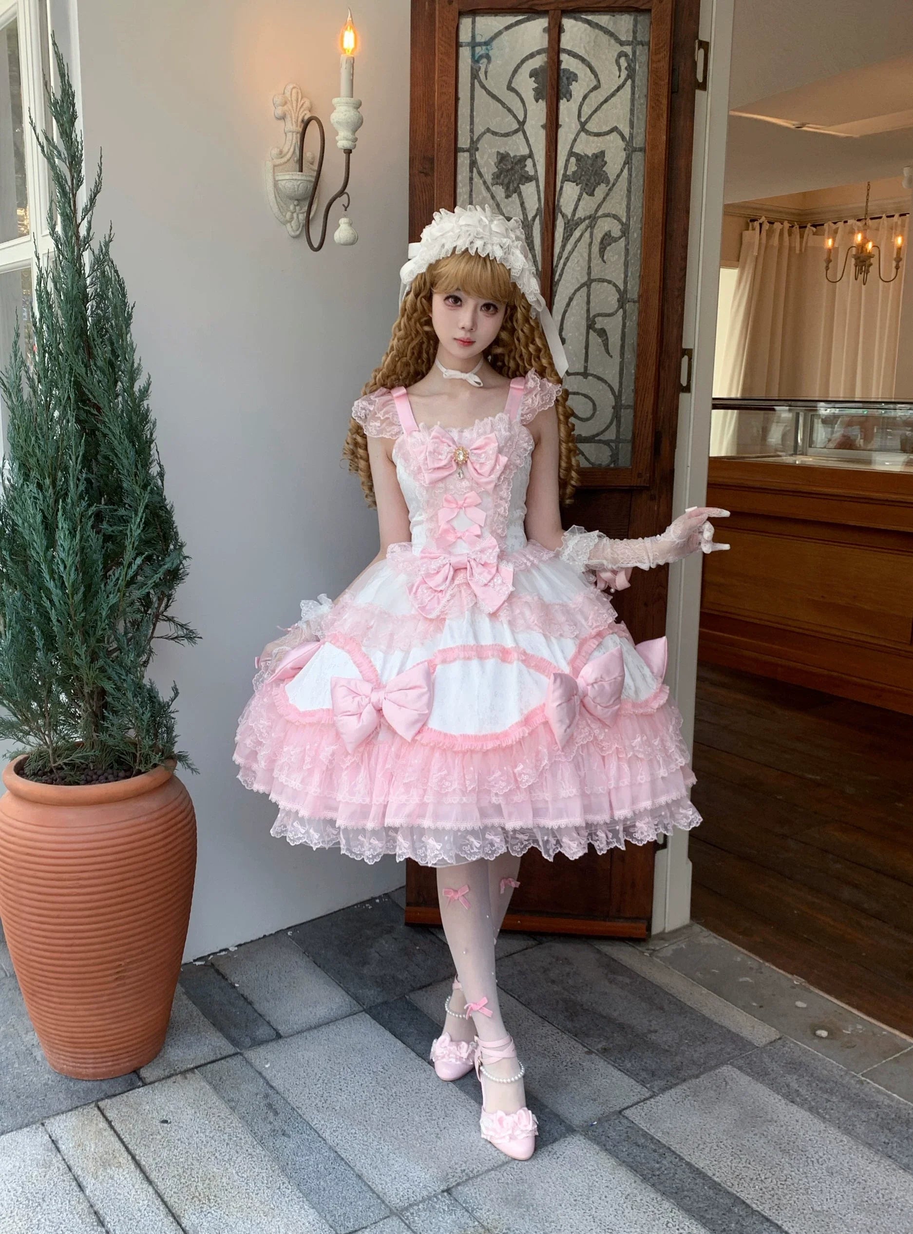 Floral Dream Isle - Sweet Lolita Doll-like JSK Dress, Bows & Lace - image 17