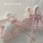 Cute Lolita Bunny Ears Cuffs Lace Summer Butterfly Hand Sleeves - image 9