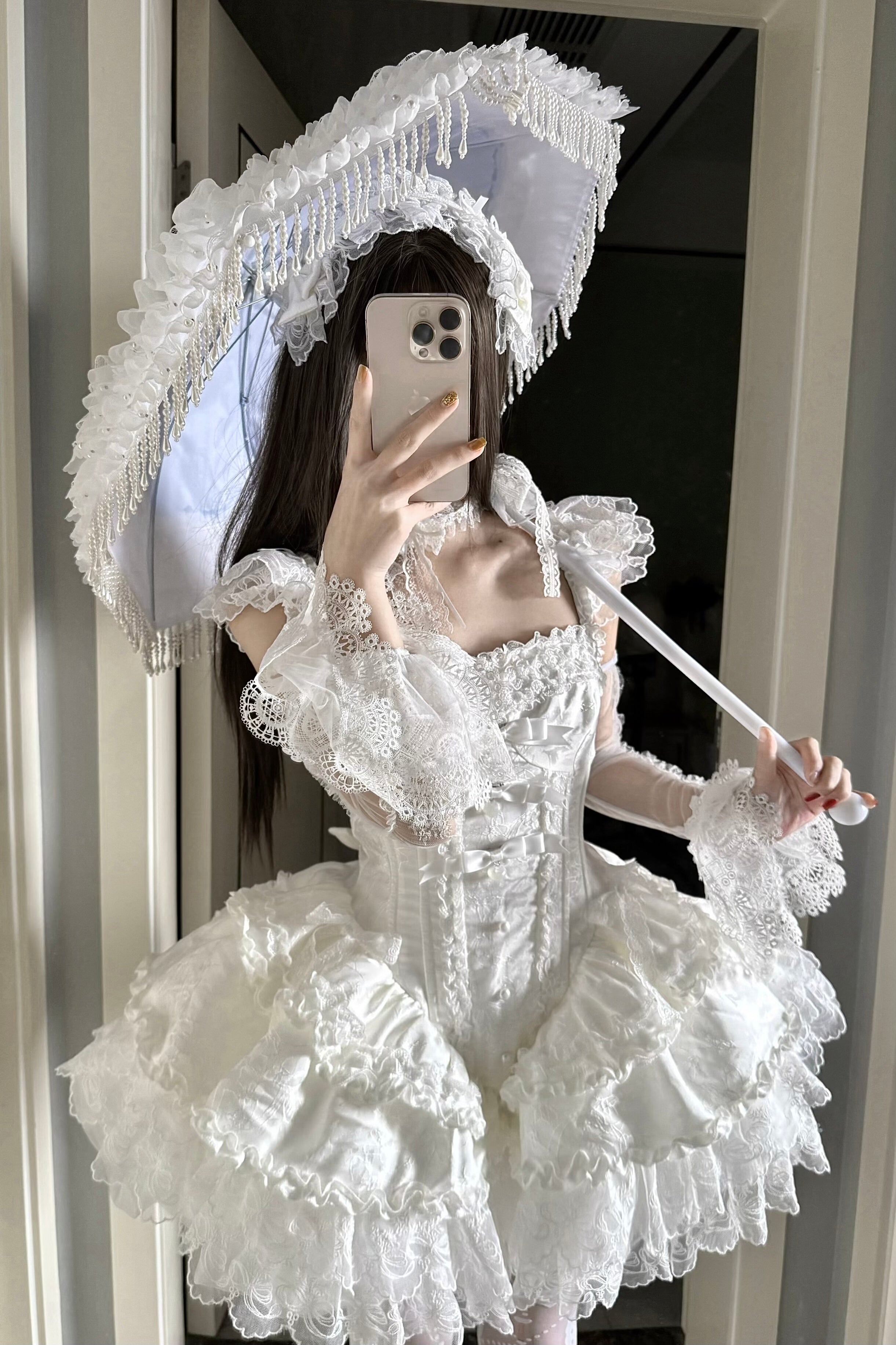 Frosted Starlight - Old School Lolita Blouse, Detachable Sheer Sleeves - image 17