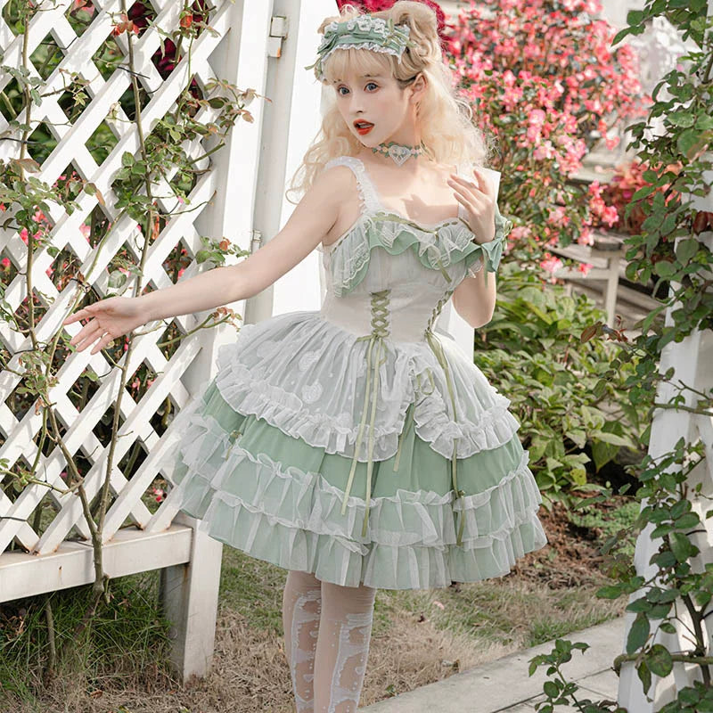 Toting Basil Plus Size Wedding Lolita Green Bridal JSK - image 20