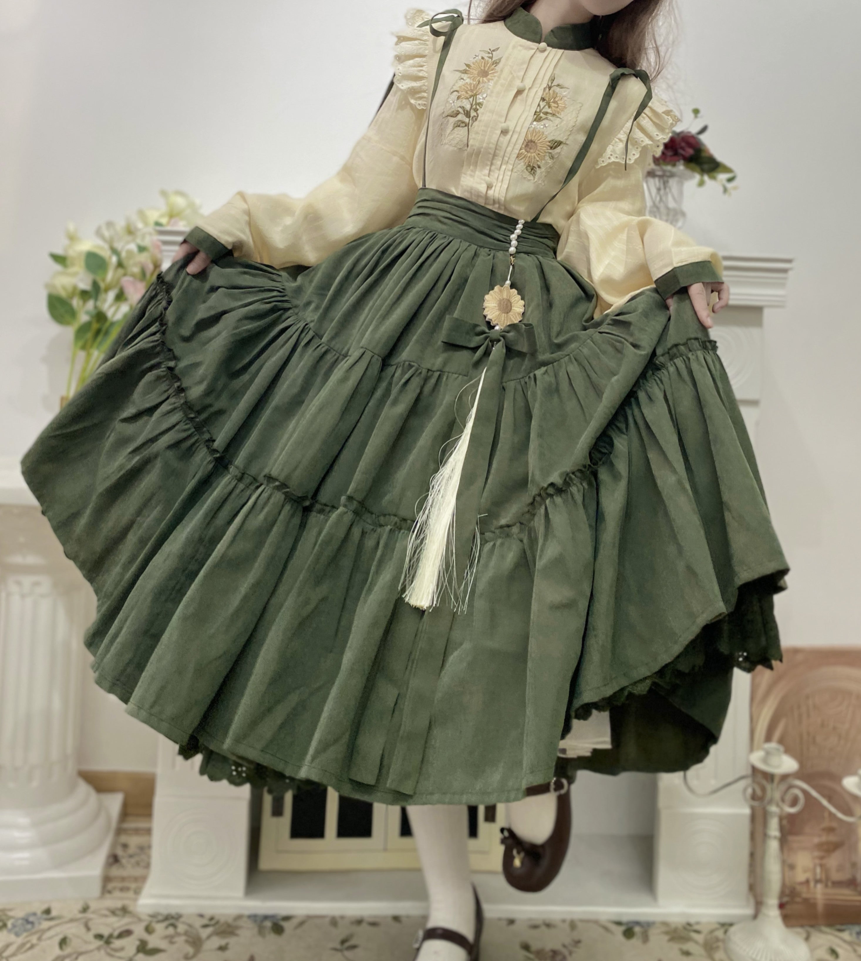 Sunflower Appointment - Oriental Classic Lolita Skirt and Blouse - image 14