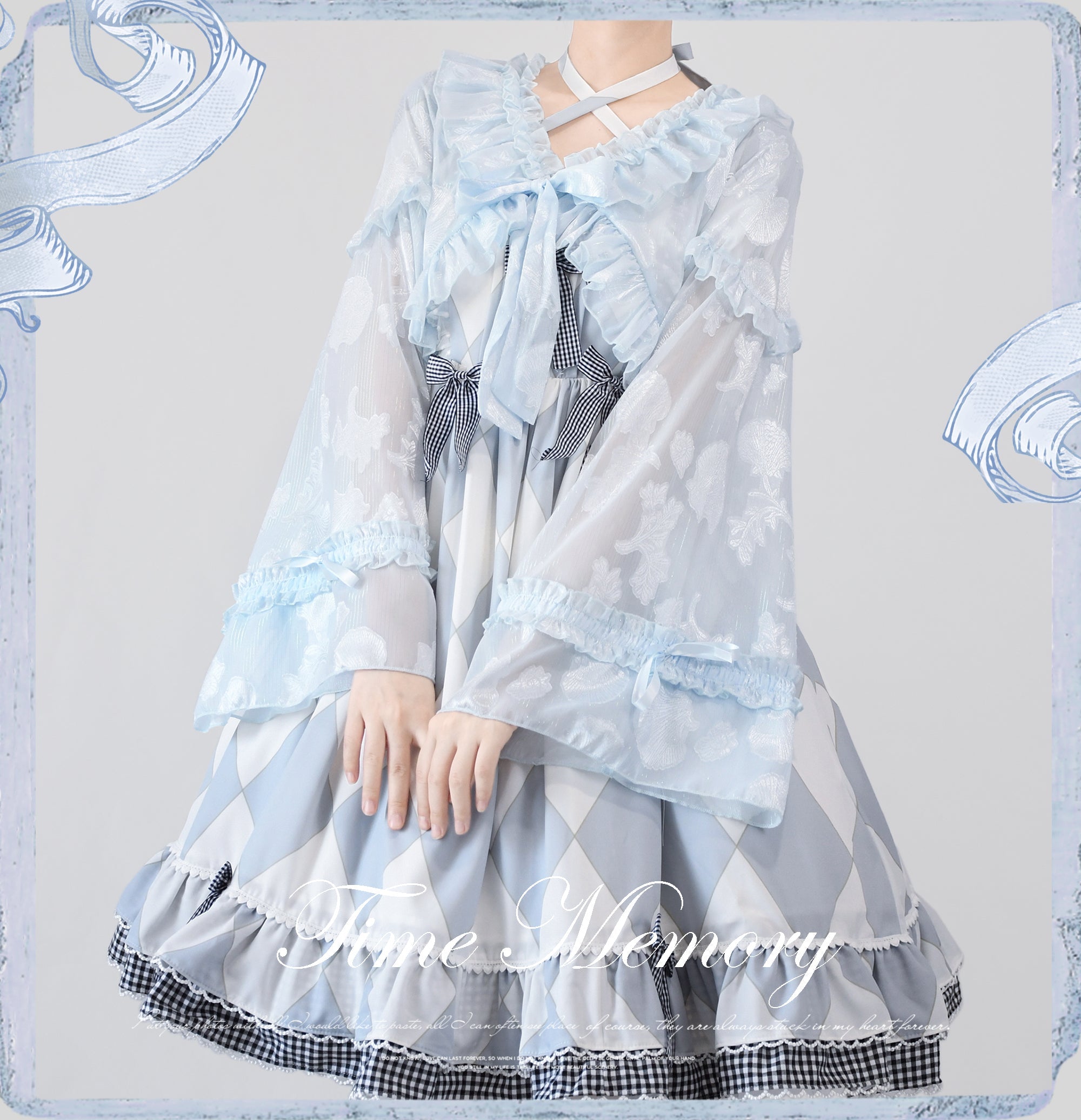 Xianbei - Sweet Lolita Chiffon Lantern Sleeve Cardigan with Bow - image 21