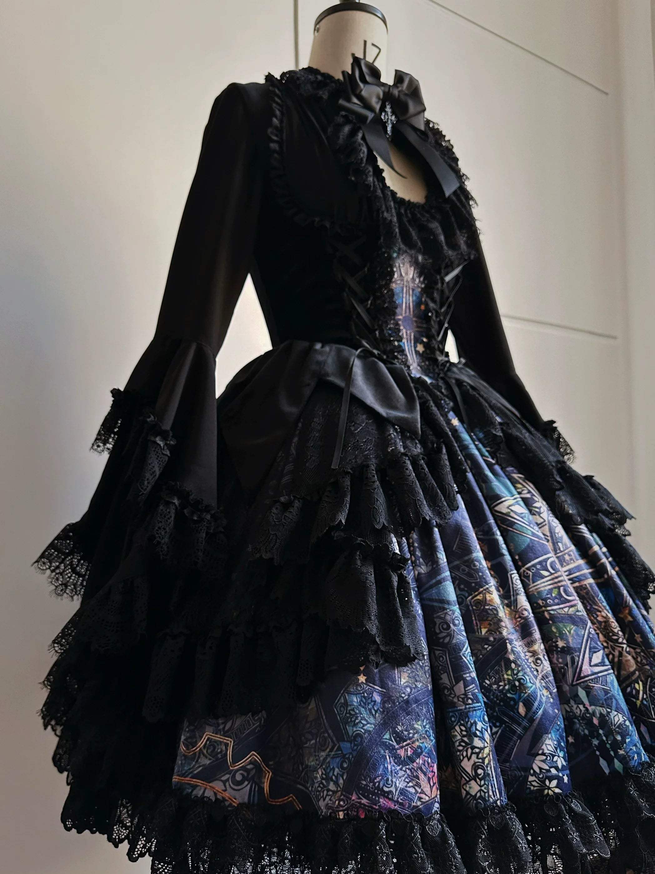 Night Traveler - Classic Gothic Lolita Dress with Stained Glass Window Print - image 19