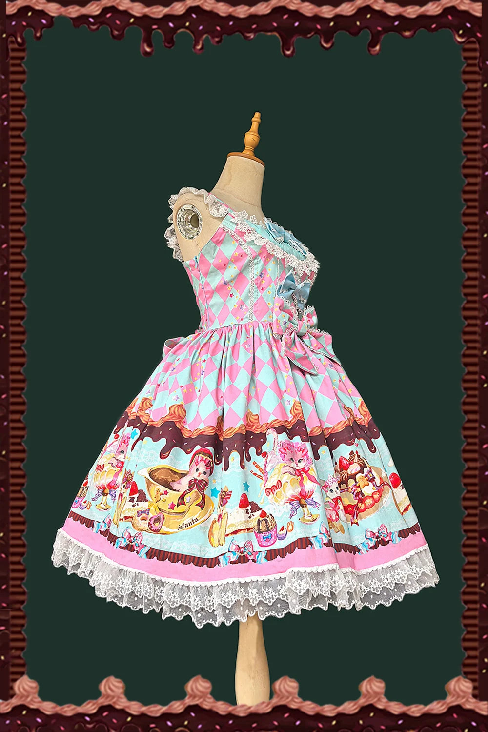 Cream Meow - Sweet Lolita JSK, Cat Print and Accessories - image 5