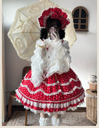 Polka Bailys - Old School Lolita JSK Suit, Red White Polka Dot Dress - image 5